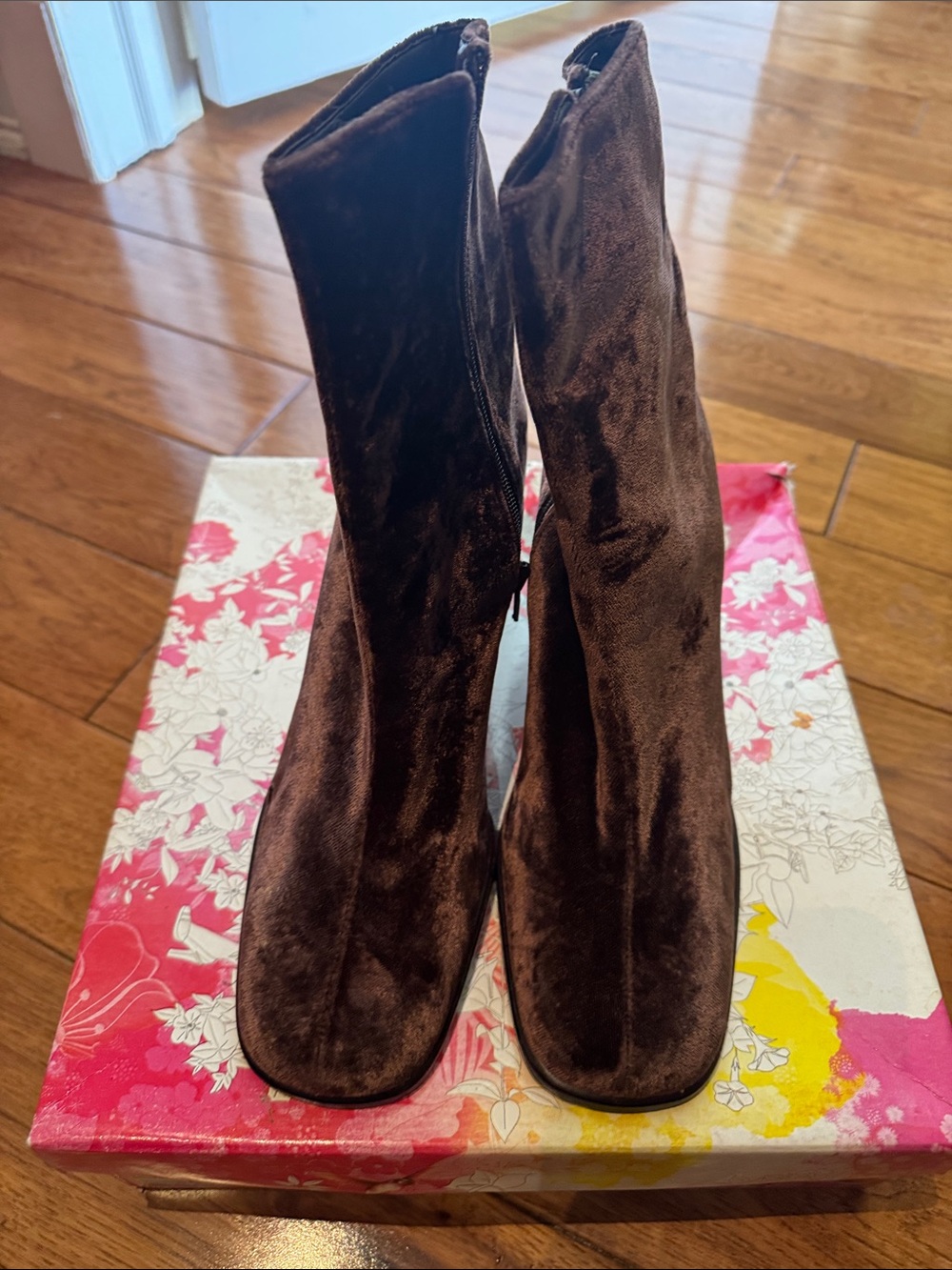 Women's Velvet Ankle Boots - Brown size 8. Worn a few times.